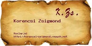 Korencsi Zsigmond névjegykártya